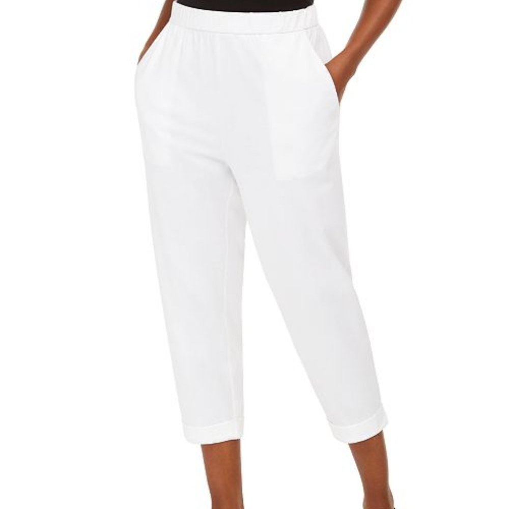 White Cropped Slouchy Pants